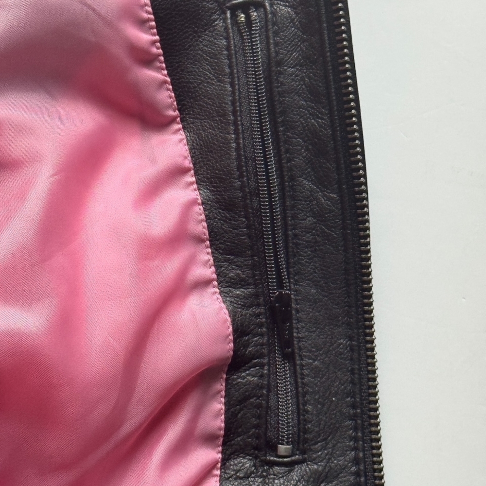 Harley-Davidson Women's Black Leather Jacket with Pink Lining - Picture 2 of 6